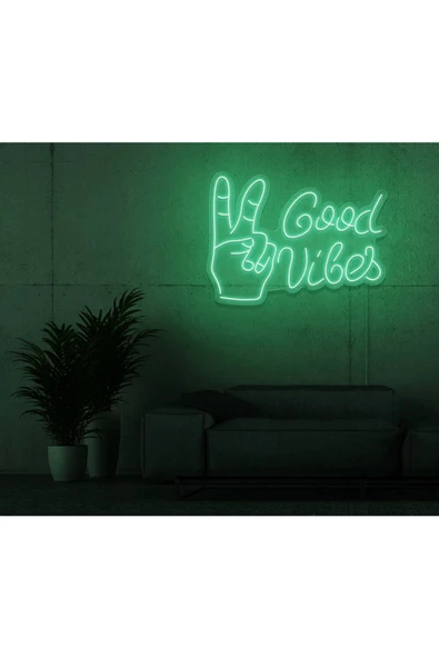 Twins Led Aydınlatma Good Vibes Yazılı ve Şekilli Neon Tabela ürün görseli 1