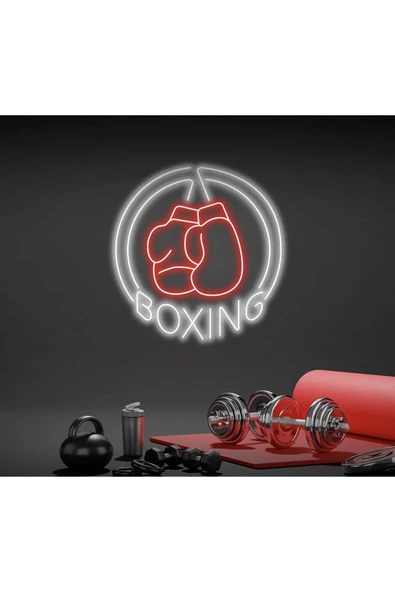 Twins Led Aydınlatma BOXING Yazılı ve Boks Eldiveni Figürlü Neon Tabela ürün görseli 1