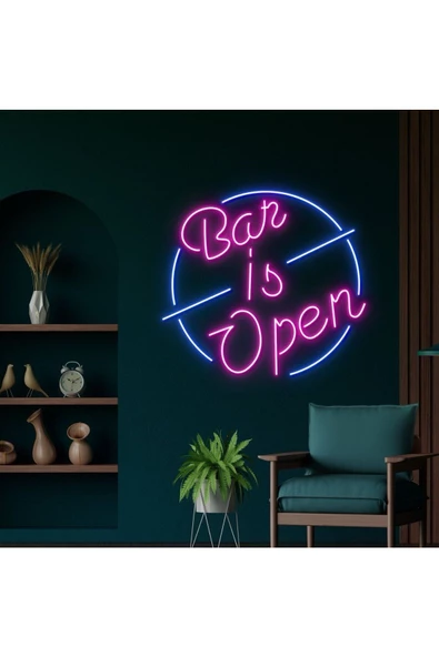 Twins Led Aydınlatma Bar is Open Yazılı Neon Tabela ürün görseli 1