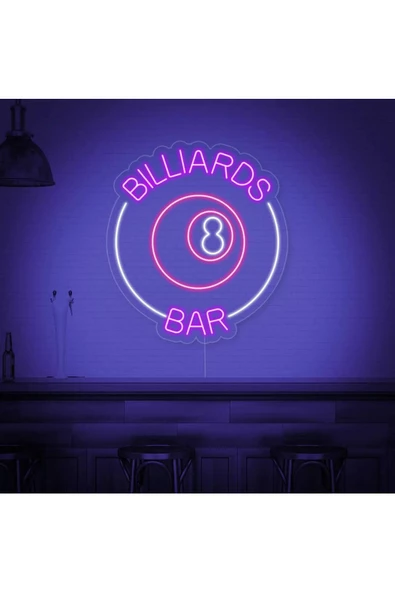 Twins Led Aydınlatma BILLIARDS BAR Yazılı ve Şekilli Neon Tabela