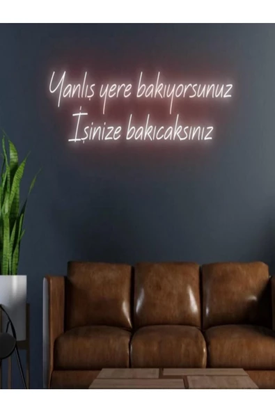 Twins Led Aydınlatma Yanlış Yere Bakıyorsunuz İşinize Bakıcaksınız Yazılı Neon Tabela ürün görseli 1