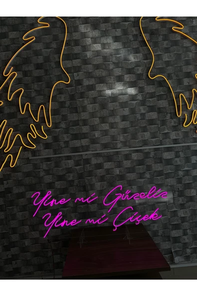 Twins Led Aydınlatma Yine mi Güzeliz Yine Mi Çiçek Yazılı Neon Tabela - 2