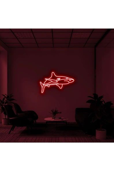 Twins Led Aydınlatma Köpek Balığı Figürlü Dekoratif Neon Tabela ürün görseli 1