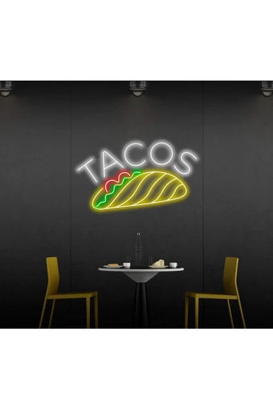 Twins Led Aydınlatma TACOS Yazılı ve Şekilli Neon Tabela ürün görseli 1