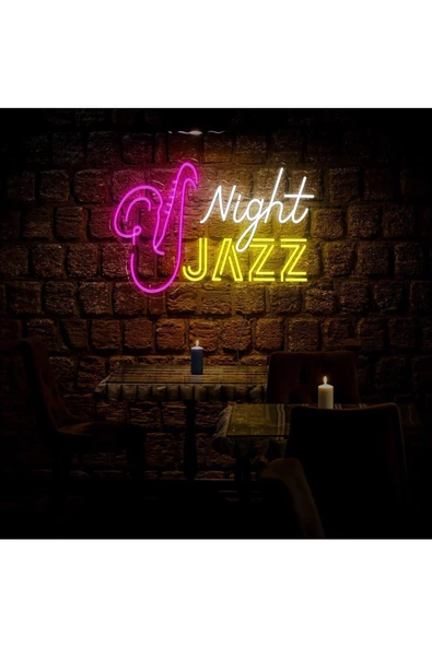 Twins Led Aydınlatma Night JAZZ Yazılı ve Şekilli Neon Tabela ürün görseli 1