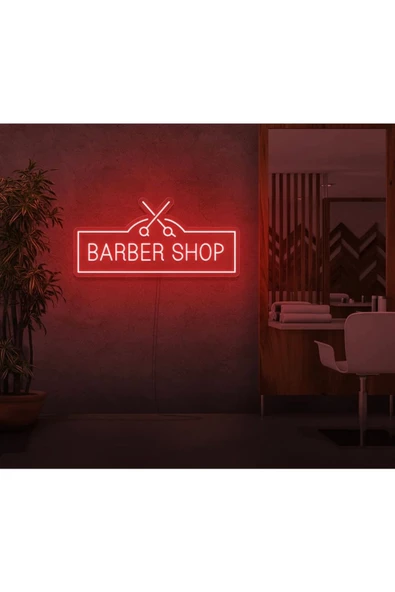 Twins Led Aydınlatma BARBER SHOP Yazılı ve Şekilli Neon Tabela