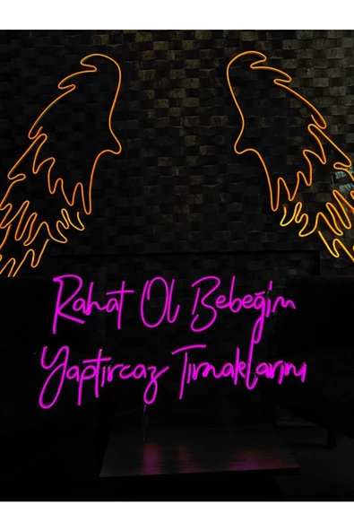 Twins Led Aydınlatma Rahat Ol Bebeğim Yaptırcaz Tırnaklarını Yazılı Neon Tabela - Resim 2