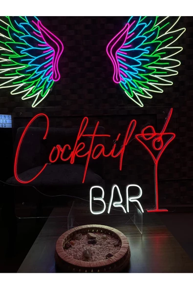 Twins Led Aydınlatma Cocktail BAR Yazılı ve Şekilli Neon Tabela - Resim 2