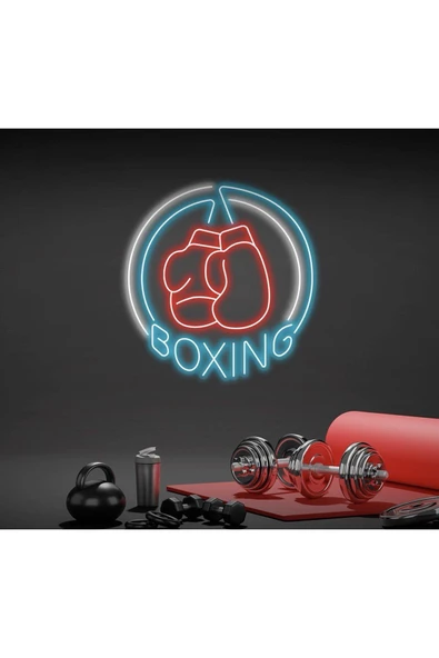 Twins Led Aydınlatma BOXING Yazılı ve Boks Eldiveni Figürlü Neon Tabela ürün görseli 1