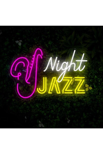 Twins Led Aydınlatma Night JAZZ Yazılı ve Şekilli Neon Tabela - Resim 2