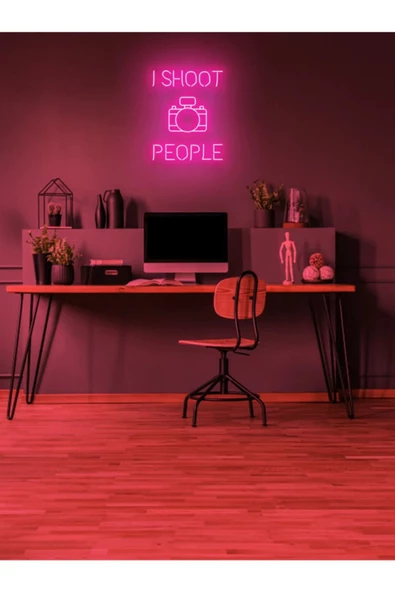 Twins Led Aydınlatma I SHOOT PEOPLE Yazılı ve Şekilli Neon Tabela ürün görseli 1