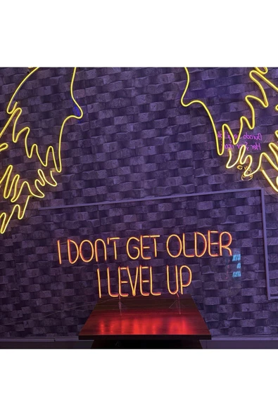 Twins Led Aydınlatma I DON'T GET OLDER I LEVEL UP Yazılı Neon Tabela - 3