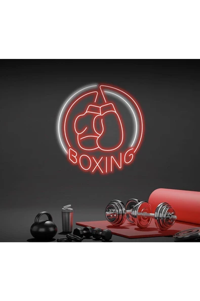 Twins Led Aydınlatma BOXING Yazılı ve Boks Eldiveni Figürlü Neon Tabela