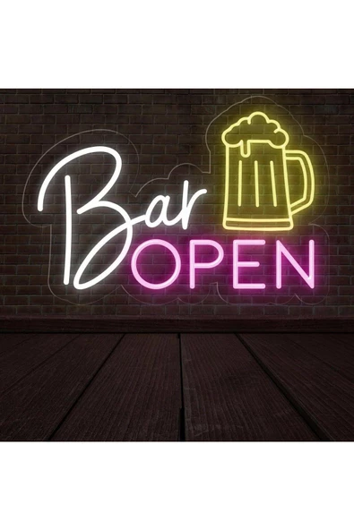 Twins Led Aydınlatma Bar OPEN Yazılı ve Şekilli Neon Tabela - Resim 2