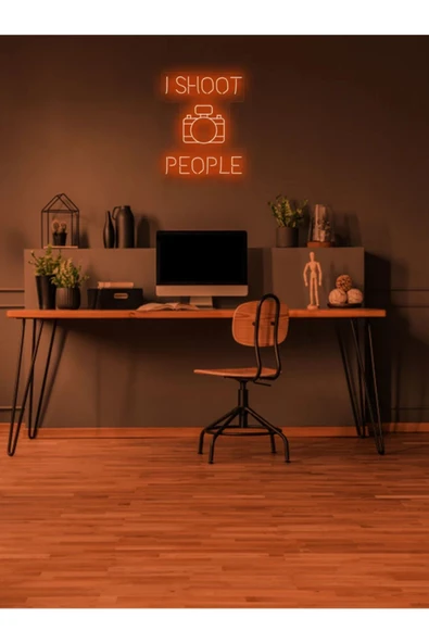 Twins Led Aydınlatma I SHOOT PEOPLE Yazılı ve Şekilli Neon Tabela
