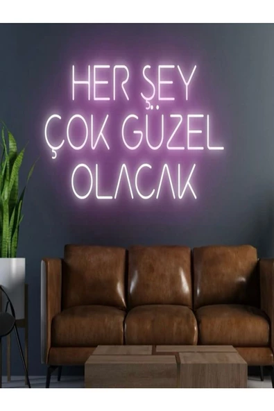 Twins Led Aydınlatma HER ŞEY ÇOK GÜZEL OLACAK Yazılı Neon Tabela ürün görseli 1