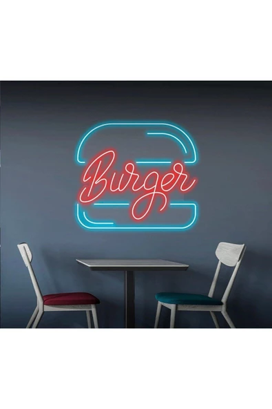 Twins Led Aydınlatma Burger Yazılı ve Şekilli Neon Tabela - 1