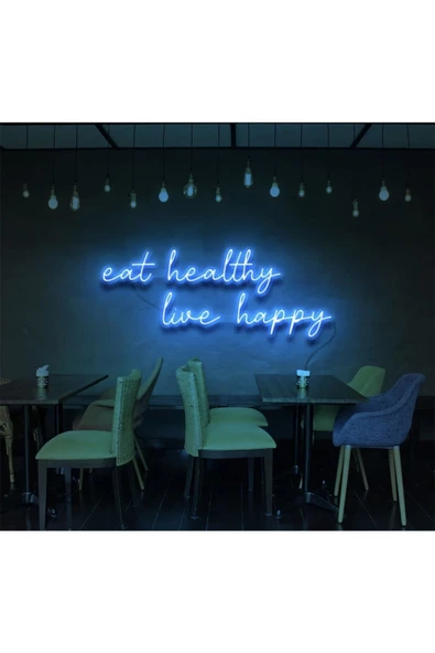 Twins Led Aydınlatma Eat Healthy Live Happy Yazılı Neon Tabela ürün görseli 1