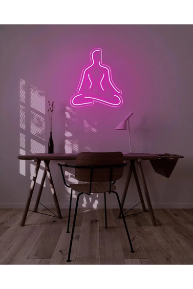 Twins Led Aydınlatma Yoga Yapan İnsan Figürlü Neon Tabela