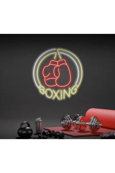 Twins Led Aydınlatma BOXING Yazılı ve Boks Eldiveni Figürlü Neon Tabela ürün görseli 1