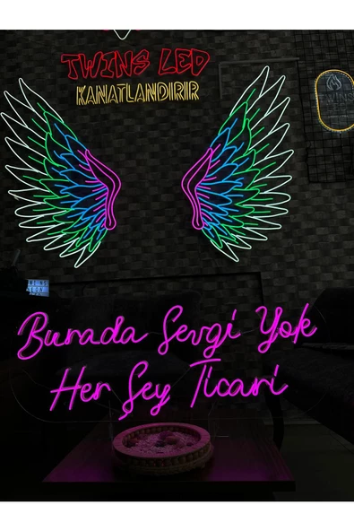 Twins Led Aydınlatma Burada Sevgi Yok Her Şey Ticari Yazılı Neon Tabela - Resim 2