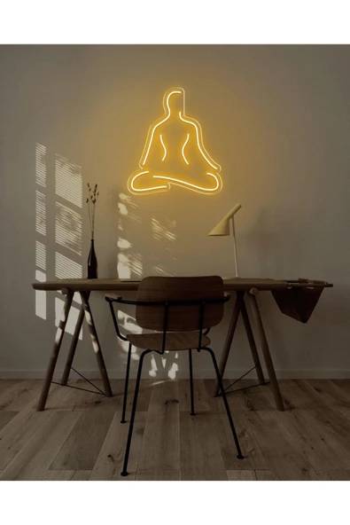 Twins Led Aydınlatma Yoga Yapan İnsan Figürlü Neon Tabela
