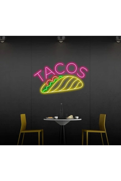 Twins Led Aydınlatma TACOS Yazılı ve Şekilli Neon Tabela