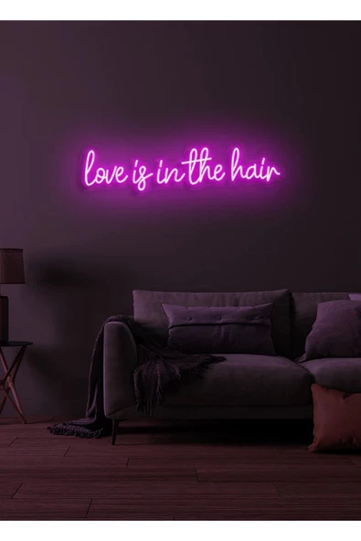 Twins Led Aydınlatma Love is in the hair Yazılı Neon Tabela