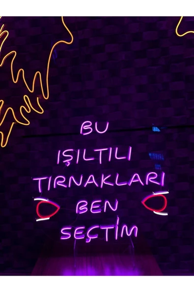Twins Led Aydınlatma Bu Işıltılı Tırnakları Ben Seçtim Yazılı Neon Tabela - Resim 3
