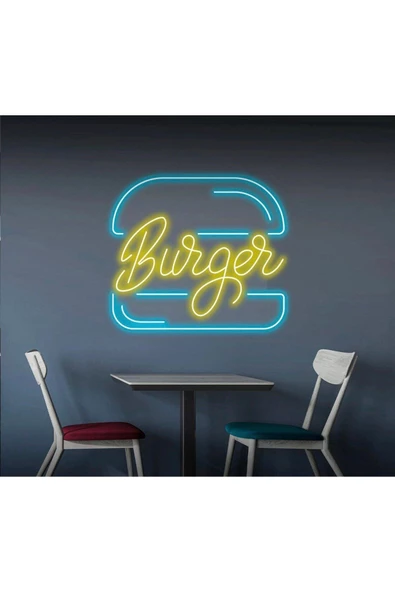 Twins Led Aydınlatma Burger Yazılı ve Şekilli Neon Tabela ürün görseli 1