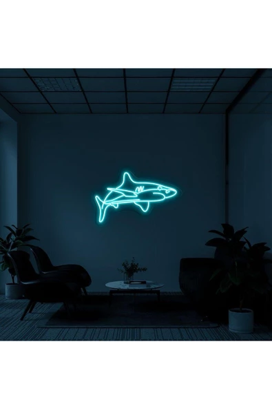 Twins Led Aydınlatma Köpek Balığı Figürlü Dekoratif Neon Tabela ürün görseli