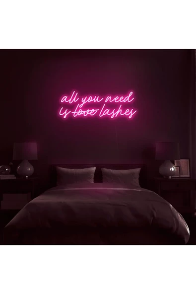 Twins Led Aydınlatma All You Need Is Love Lashes Yazılı Neon Tabela