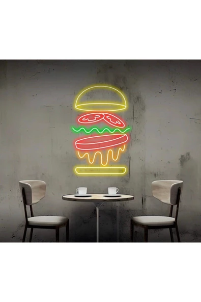 Twins Led Aydınlatma Hamburger Figürlü Neon Tabela ürün görseli