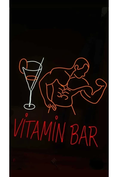 Twins Led Aydınlatma Vitamin Bar Yazılı Neon Pleksi Tabela