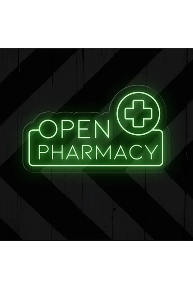 Twins Led Aydınlatma OPEN PHARMACY Yazılı ve Şekilli Neon Tabela