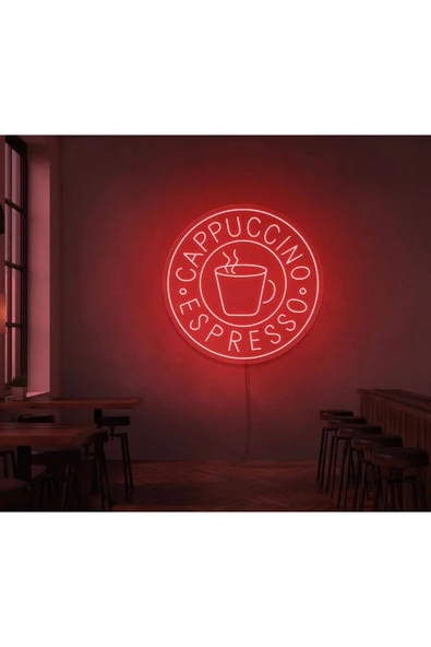 Twins Led Aydınlatma CAPPUCCINO ESPRESSO Yazılı Ve Şekilli Neon Tabela