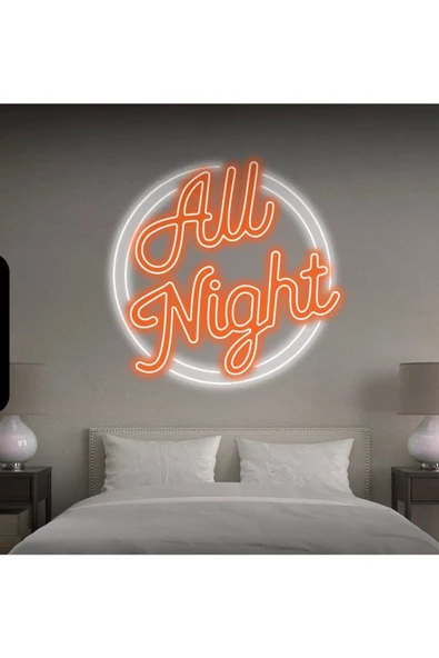 Twins Led Aydınlatma All Night Yazılı Neon Tabela ürün görseli