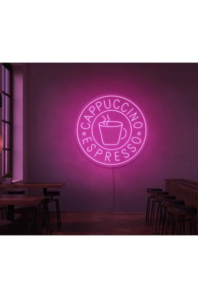 Twins Led Aydınlatma CAPPUCCINO ESPRESSO Yazılı Ve Şekilli Neon Tabela