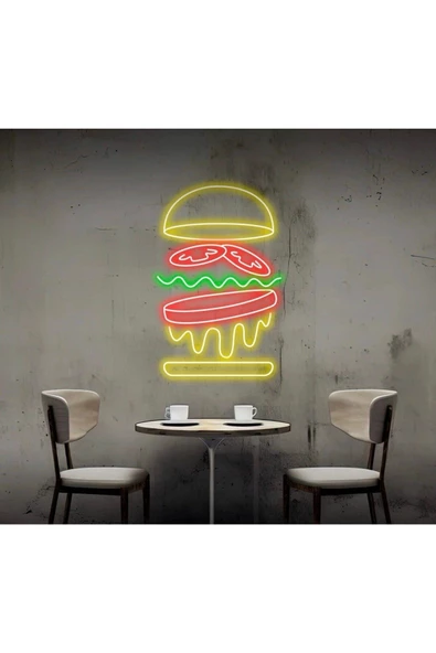 Twins Led Aydınlatma Hamburger Figürlü Neon Tabela ürün görseli 1