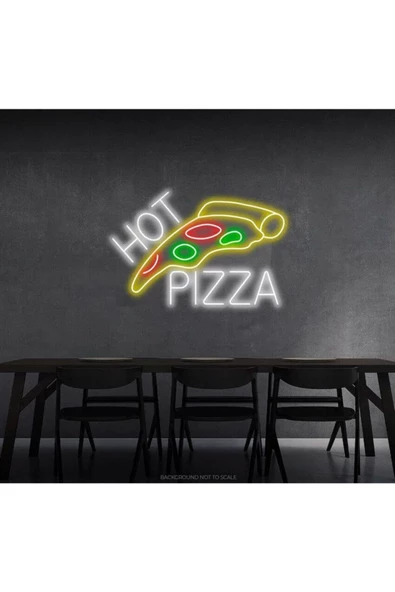 Twins Led Aydınlatma HOT PİZZA Yazılı ve Pizza Şekilli Neon Tabela