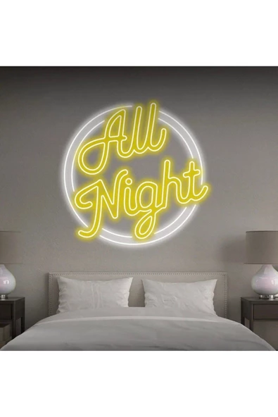 Twins Led Aydınlatma All Night Yazılı Neon Tabela ürün görseli 1