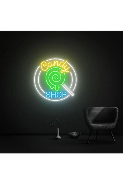 Twins Led Aydınlatma Candy SHOP Yazılı ve Şekilli Neon Tabela ürün görseli