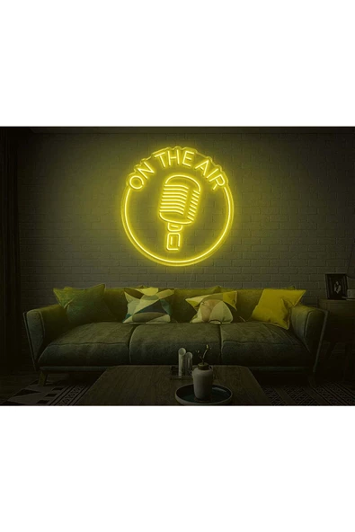 Twins Led Aydınlatma ON THE AIR Yazılı Mikrofon Figürlü Neon Tabela ürün görseli 1