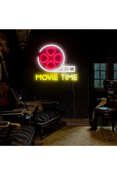 Twins Led Aydınlatma MOVIE TIME Yazılı ve Şekilli Neon Tabela