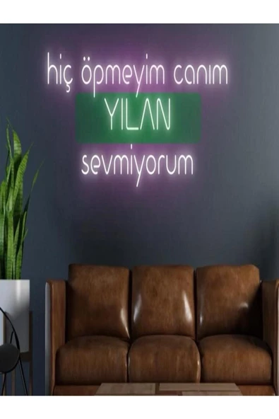 Twins Led Aydınlatma Hiç Öpmeyim Canım YILAN Sevmiyorum Yazılı Neon Tabela ürün görseli