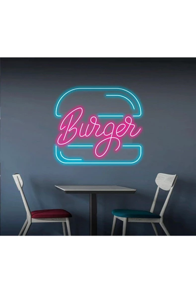 Twins Led Aydınlatma Burger Yazılı ve Şekilli Neon Tabela ürün görseli 1