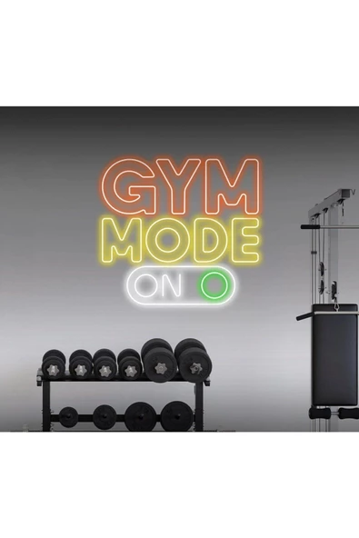 Twins Led Aydınlatma GYM MODE ON Yazılı ve Şekilli Neon Tabela ürün görseli 1