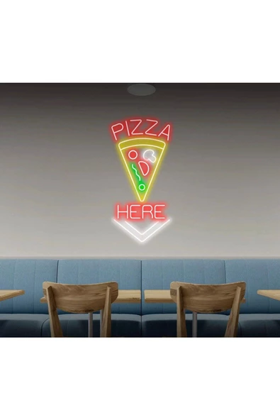 Twins Led Aydınlatma PIZZA HERE Yazılı ve Şekilli Neon Tabela ürün görseli