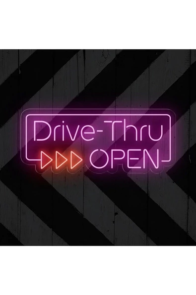 Twins Led Aydınlatma Drive-Thru OPEN Yazılı Neon Tabela ürün görseli 1