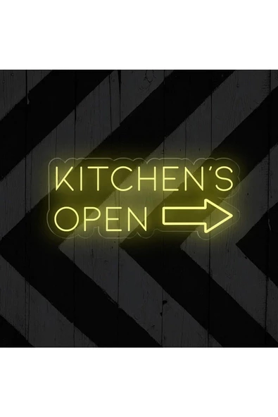 Twins Led Aydınlatma KITCHEN'S OPEN Yazılı ve Şekilli Neon Tabela ürün görseli 1